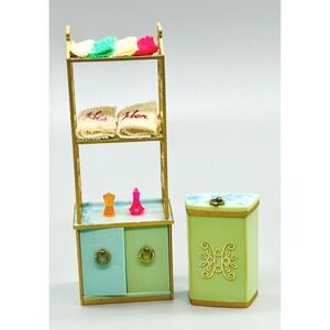 Ideal Petite Princess Dollhouse Bathroom Towel Rack Cabinet Hamper Vintage 1960s